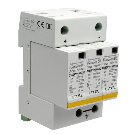 Citel Surge Protection Device, 1000V, 3 Poles, 2 Wires DS50PVS-1000